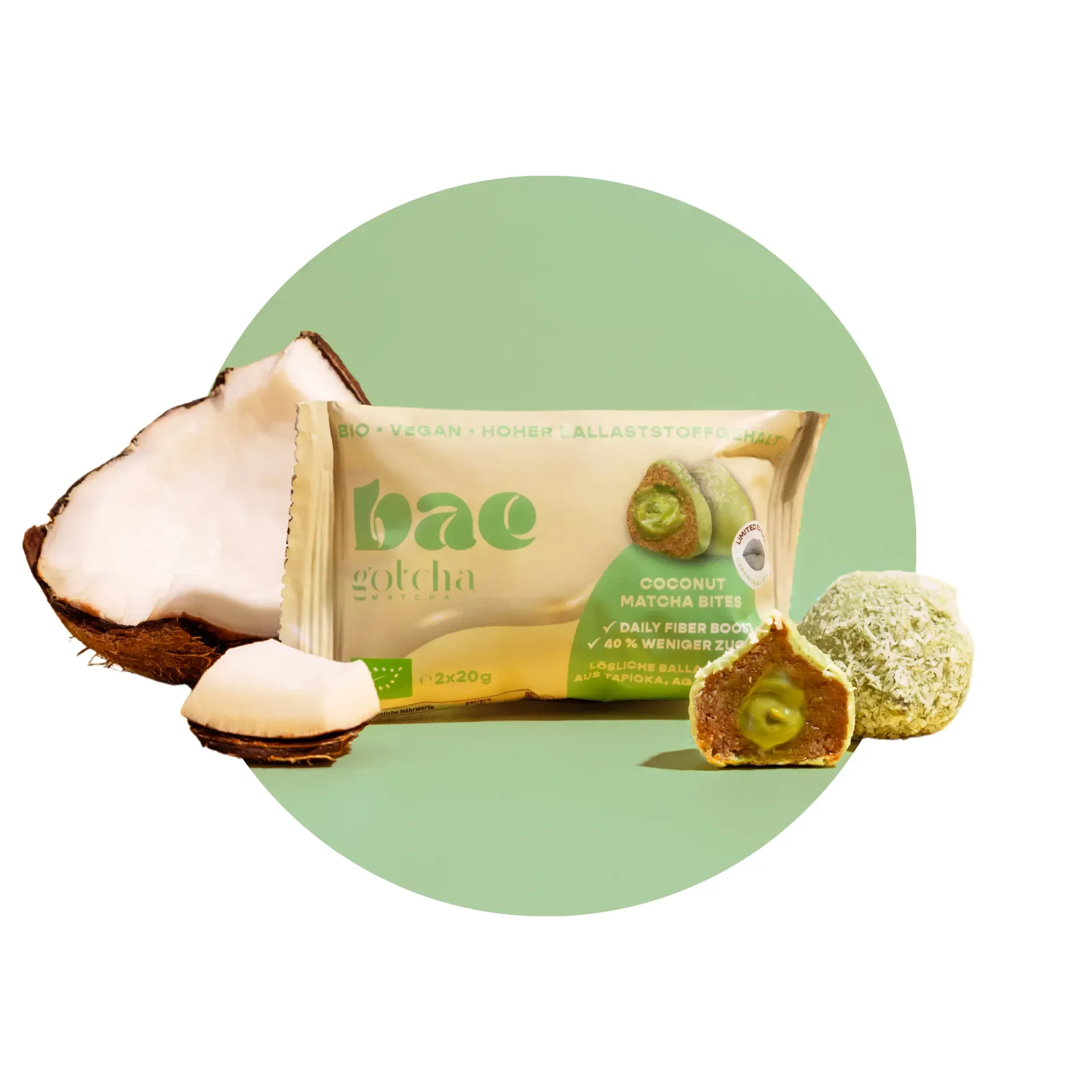 12er Box Bio-Bites Coconut Matcha x Gotcha Matcha